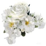 Biały Bukiet Sztucznych Kwiatów 7 Elementów, 32 cm - obrazek 3