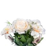 Bukiet Sztucznych Kwiatów Hortensja, 7 sztuk, Kolor Kremowy, Wysokość 32cm - obrazek 2