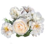 Bukiet Sztucznych Kwiatów Hortensja, 7 sztuk, Kolor Kremowy, Wysokość 32cm - obrazek 3