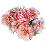 Różowy bukiet 7 sztucznych kwiatów typu Hortensja, 32 cm - obrazek 3