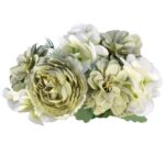 Sztuczny Bukiet Hortensji 7 Kwiatów 32cm - Kolor Zielony - obrazek 3