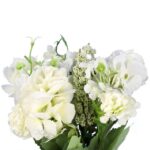 Elegancki bukiet z sztucznej hortensji i kwiatów mieszanych - kolor kremowy, 32 cm - obrazek 2