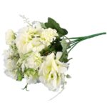 Elegancki bukiet z sztucznej hortensji i kwiatów mieszanych - kolor kremowy, 32 cm - obrazek 3