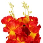 Sztuczne Storczyki w Kolorze Pomarańczowy - Bukiet 5 Sztuk, Wysokość 58cm - obrazek 2