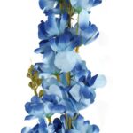 Gałązka dekoracyjna z dwoma niebieskimi kwiatami ostróżki o wysokości 87 cm - obrazek 2