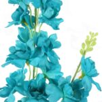 Gałązka Dekoracyjna z Dwoma Kwiatami Ostróżki w Kolorze Turkusowym - obrazek 2