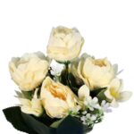 Elegancki Bukiet Sztucznych Piwonii w Kolorze Kremowym - 5 Sztuk - obrazek 2