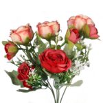 Bukiet Piwonii Deluxe - Czerwony, Sztuczny, 5 Sztuk Wysokości 35 cm - obrazek 2