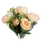 Elegancki Bukiet 5 Sztucznych Piwonii Koloru Kremowego - Dekoracja na Cały Rok - obrazek 2