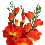 Sztuczny Bukiet 5 Pomarańczowych Gladioli - Realistyczny Wygląd, Wysokość 65 cm - obrazek 2