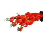 Sztuczny Bukiet 5 Pomarańczowych Gladioli - Realistyczny Wygląd, Wysokość 65 cm - obrazek 3