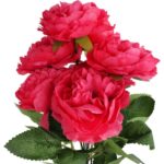 Bukiet 7 piwonii 36cm kolor ciemno różowy - obrazek 2