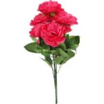 Bukiet 7 piwonii 36cm kolor ciemno różowy