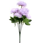 Sztuczny Bukiet 7 Piwonii Wrzosowy 36cm - Dekoracja Wysokiej Jakości