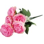 Sztuczne Piwonie w Bukiecie - 7 Sztuk, Kolor Różowy, Wysokość 36cm - obrazek 3