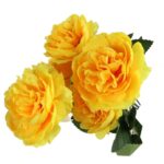 Bukiet Sztucznych Piwonii w Kolorze Żółtym, 7 Sztuk, 36 cm - obrazek 3
