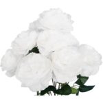 Biały Bukiet Sztucznych Piwonii - 9 Sztuk, Wysokość: 42 cm, Wysokiej Jakości - obrazek 2