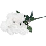 Biały Bukiet Sztucznych Piwonii - 9 Sztuk, Wysokość: 42 cm, Wysokiej Jakości - obrazek 3