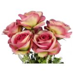 Sztuczny Bukiet 7 Róż Ciemnoróżowych 45cm - Dekoracja Premium - obrazek 2