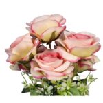 Sztuczny Bukiet 7 Róż Wysokość 45cm Kolor Jasnoróżowy - Realistyczne Kwiaty Dekoracyjne - obrazek 2