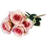 Sztuczny Bukiet 7 Róż Wysokość 45cm Kolor Jasnoróżowy - Realistyczne Kwiaty Dekoracyjne - obrazek 3