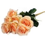 Bukiet Sztucznych Róż Kolor Kremowy - 7 Sztuk, Wysokość 45cm - obrazek 3