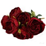 Bordowy Bukiet Sztucznych Piwonii - 7 Sztuk, Wysokość 48cm - obrazek 3