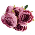 Sztuczny Bukiet 7 Piwonii Fioletowych 48cm - Realistyczne Kwiaty Dekoracyjne - obrazek 3