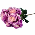 BUKIET 7 RÓŻ Z DODATKAMI 46 CM KOLOR CIEMNY RÓŻ - obrazek 3