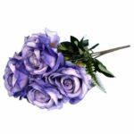 BUKIET 7 RÓŻ Z DODATKAMI 46 CM KOLOR FIOLETOWY - obrazek 3