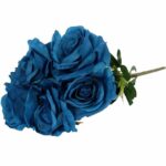 BUKIET 7 RÓŻ Z DODATKAMI 46 CM KOLOR NIEBIESKI - obrazek 3