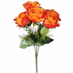 BUKIET 7 RÓŻ Z DODATKAMI 46 CM KOLOR POMARAŃCZOWY