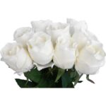 Biały Bukiet 9 Sztucznych Róż Wyglądających Jak Żywe o Wysokości 45 cm - obrazek 2