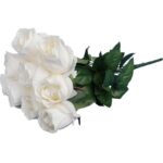 Biały Bukiet 9 Sztucznych Róż Wyglądających Jak Żywe o Wysokości 45 cm - obrazek 3