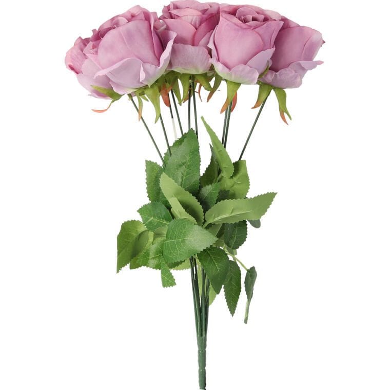 FLVXX008F Sztuczne Róże w Bukiecie - 9 Sztuk, Kolor Fioletowy, Wysokość 45 cm - obrazek 1