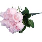 BUKIET 9 RÓŻ 45 CM KOLOR JASNO RÓŻOWY - obrazek 3