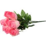 Bukiet Szlachetnych Róż w Kolorze Różowym, 45 cm - Kwiaty Sztuczne o Realistycznym Wyglądzie - obrazek 3