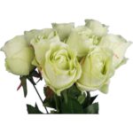 Zielony bukiet 9 sztucznych róż wysokości 45 cm o wysokiej jakości - obrazek 2
