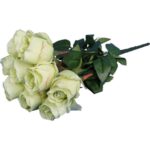 Zielony bukiet 9 sztucznych róż wysokości 45 cm o wysokiej jakości - obrazek 3