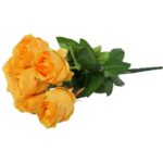 Bułkiet 9 Sztucznych Róż Wysokiej Jakości 45 cm - Kolor Żółty - obrazek 3