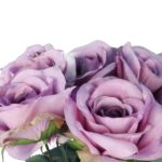 BUKIET 9 ELEGANCKICH RÓŻ 48 CM KOLOR FIOETOWY - obrazek 2