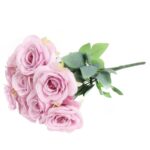 BUKIET 9 ELEGANCKICH RÓŻ 48 CM KOLOR JASNY FIOLET - obrazek 3