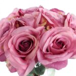 BUKIET 9 ELEGANCKICH RÓŻ 48 CM KOLOR PUDROWY RÓŻ - obrazek 2
