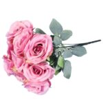 BUKIET 9 ELEGANCKICH RÓŻ 48 CM KOLOR PUDROWY RÓŻ - obrazek 3