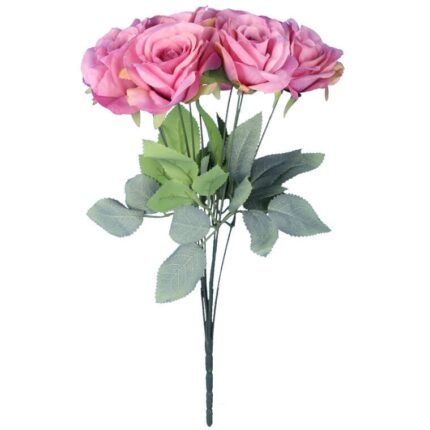 BUKIET 9 ELEGANCKICH RÓŻ 48 CM KOLOR PUDROWY RÓŻ