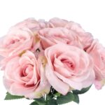 BUKIET 9 ELEGANCKICH RÓŻ 48 CM KOLOR RÓŻOWY - obrazek 2