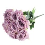 BUKIET 9 ROZWINIĘTYCH RÓŻ 48 CM KOLOR FIOLETOWY - obrazek 3