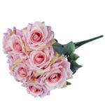 BUKIET 9 ROZWINIĘTYCH RÓŻ 48 CM KOLOR JASNY RÓŻ - obrazek 3