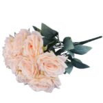 BUKIET 9 ROZWINIĘTYCH RÓŻ 48 CM KOLOR KREMOWY - obrazek 3