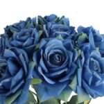 BUKIET 9 ROZWINIĘTYCH RÓŻ 48 CM KOLOR NIEBIESKI - obrazek 2